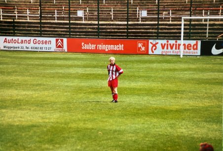 Ailien Poese on the pitch at the Alte Försterei in a photograph taken by her Grandfather, Kurt Köpping
