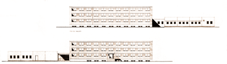 Ansichten des entworfenen Verwaltungsgebäudes