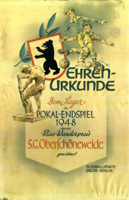 Certificate of victory in the 1948 Berlin Cup Final