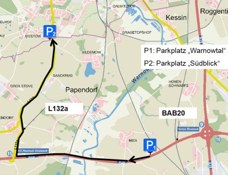 Empfehlung für Rostock: Vom Parkplatz "Südblick" mit dem Shuttle-Bus ins Stadion