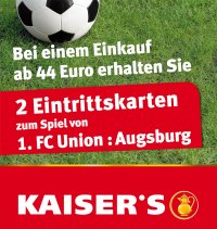 Große Sponsoraktion: KAISER&#039;S unterstützt den 1. FC Union gegen Augsburg