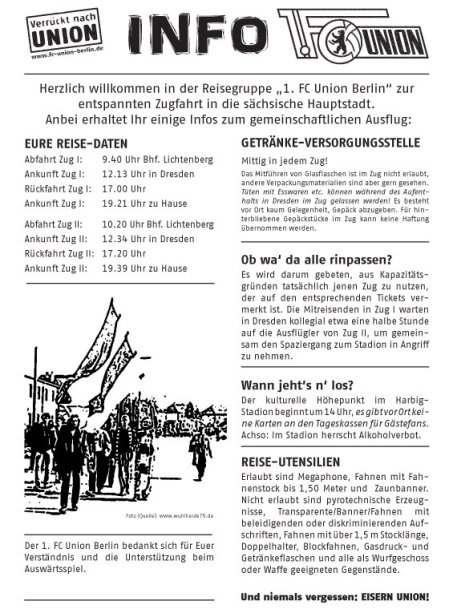 Informationen zum Auswärtsspiel in Dresden