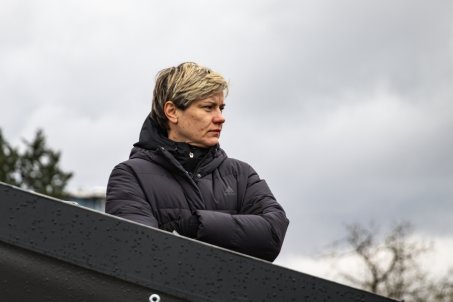 Jenny looks on during the first half, away against Viktoria