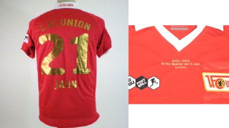 Matchvorbereitetes 'Meistertrikot' Home 2008/09 von Steven Jahn mit Sonderstick zur Drittliga-Meisterschaft! Gr. M
