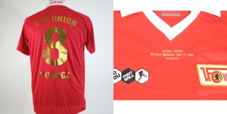 Matchworn 'Meistertrikot' Home 2008/09 von Macchambes Younga-Mouhani mit Sonderstick zur Drittliga-Meisterschaft! Gr. L