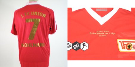Matchworn 'Meistertrikot' Home 2008/09 von Patrick Kohlmann mit Sonderstick zur Drittliga-Meisterschaft! Gr. XL