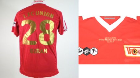 Matchworn 'Meistertrikot' Home 2008/09 von Shergo Biran mit Sonderstick zur Drittliga-Meisterschaft! Gr. M