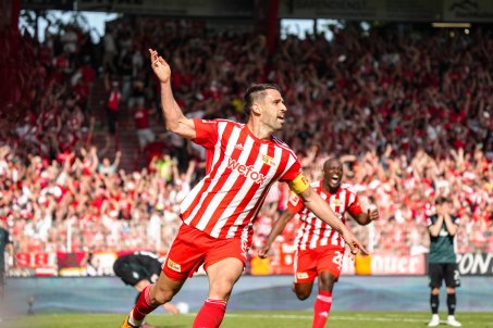 Rani Khedira wheels away in delight, having scored the winner against Werder Bremen