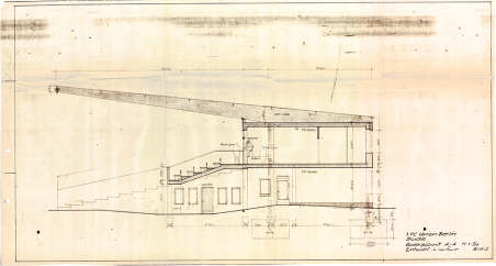 Seitenansicht des geplanten Tribünengebäudes