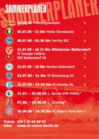Sommerfahrplan des 1. FC Union Berlin e.V.
