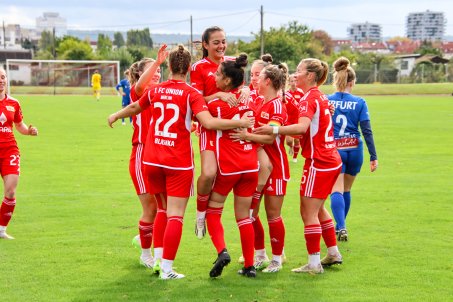 The players come together after another goal against Erfurt, this time away in the league