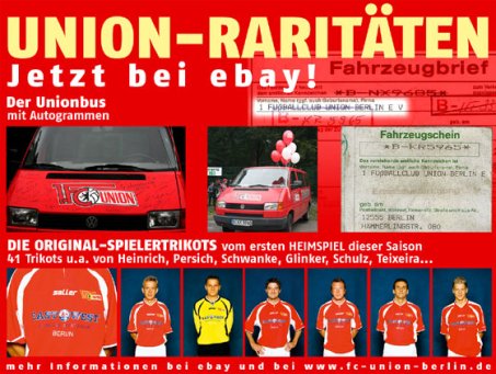 Union-Raritäten bei ebay/ roter Bus & signierte Spielertrikots